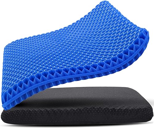 Cojín de asiento de gel con funda antideslizante para sentarse durante mucho tiempo, cojín de gel para aliviar el dolor lumbar, cadera, ciática,