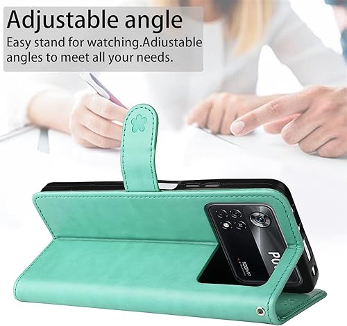 Miniatura 3 de Funda para Xiaomi Poco X4 Pro 5G, diseño de estampado de gatos y abejas, funda de cuero de primera calidad, cierre magnético