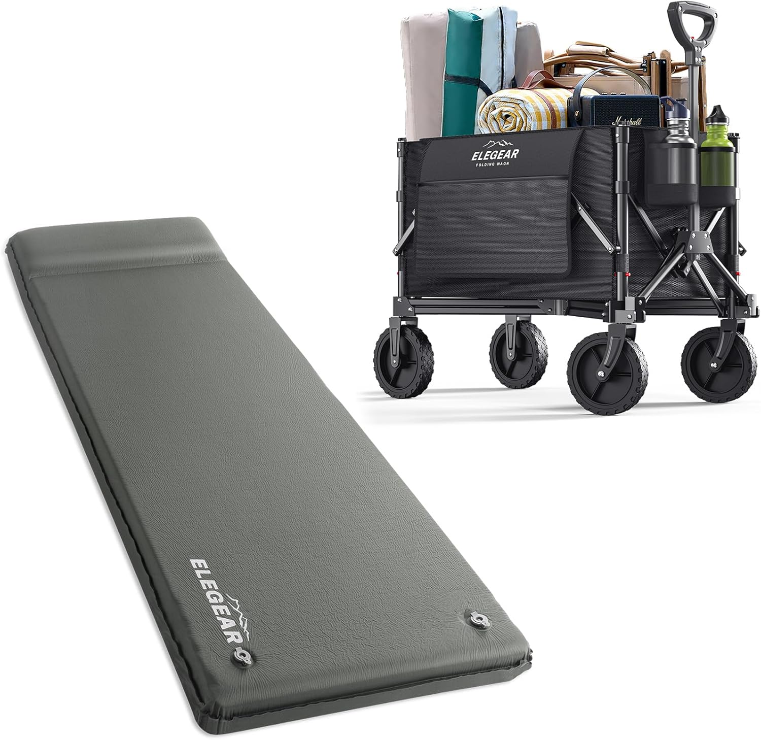 Elegear Self Inflating Sleeping Pad Grey + Wagon Cart