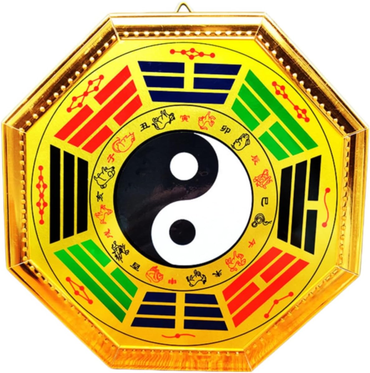 十二生肖太极八卦镜纯黑白色阴阳鱼平面八卦图摆件大门口家用 Feng Shui Good Amulet fengshui Chinese Tassel Ornaments-1859