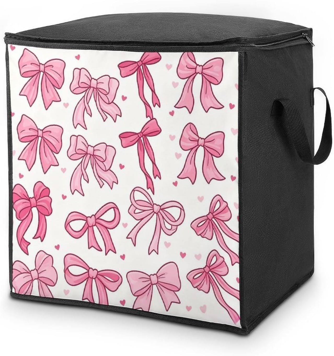 Pink Bow Comforter Storage Bag Moving Bag | Clothes Storage Bins-70L,Moving Bag With Dual Handles For Easy Carrying, Zipper Design Durability for Home,Bedroom,Closet