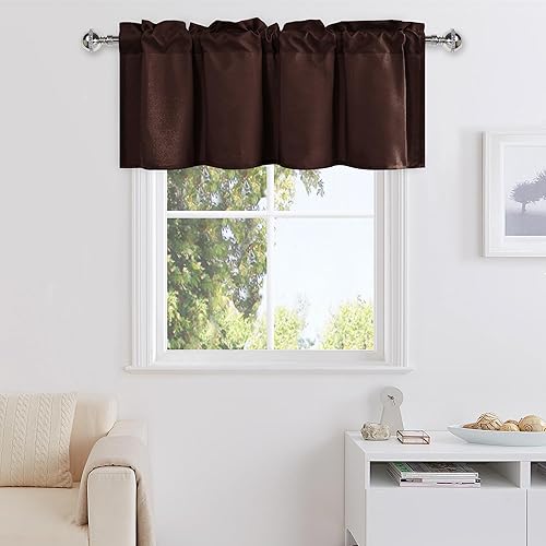 Miniatura 8 de DWCN Cenefa de cortina para cocina y baño, decoración corta sólida con bolsillo para barra, cortina de eficiencia energética para ventana, 1 panel,