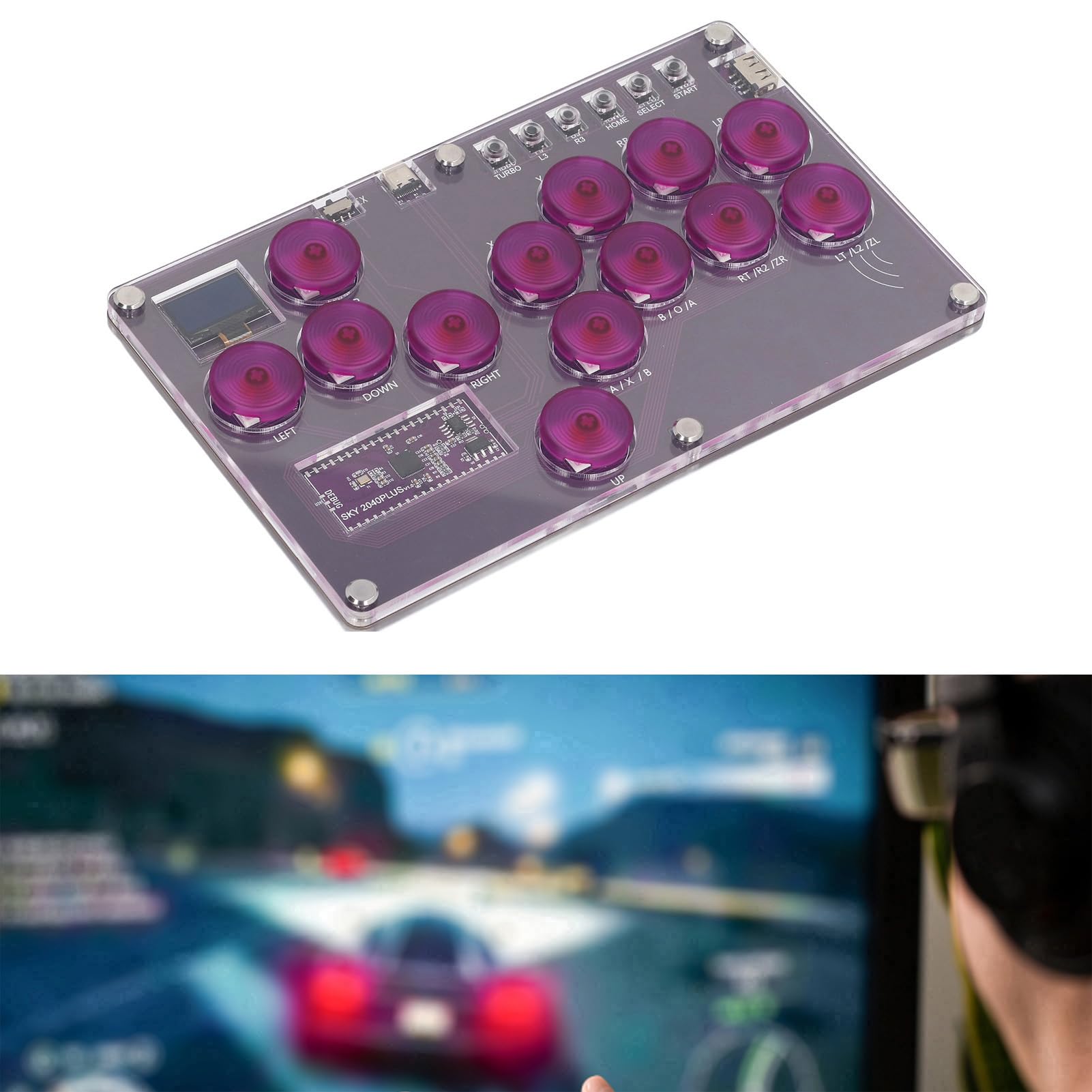 Controlador Mecánico de Latencia Ultra Baja Fight Stick de 13 Teclas para Steam Deck 8,3x5x0,5 Pulgadas