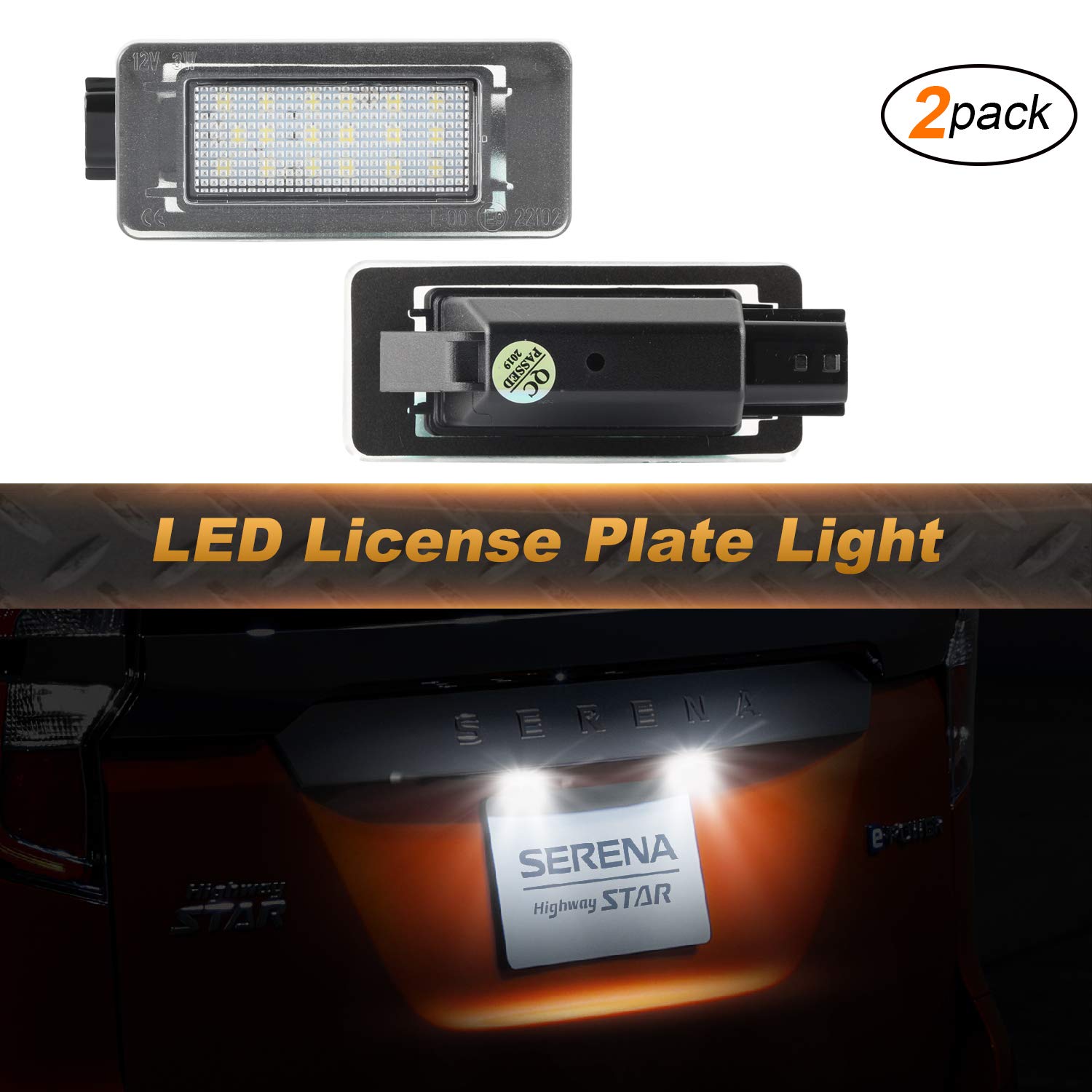 Number Plate Lights for Nissa-n Serena c27 2016 2017 2018 2019, License Number Plate Lights Rear License Plate Lamps, 2pcs