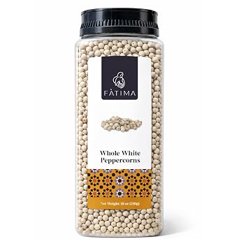 FATIMA Whole White Peppercorns 18 Oz Premium Sun Dried Non GMO White Pepper for Grinder Refill and Cooking