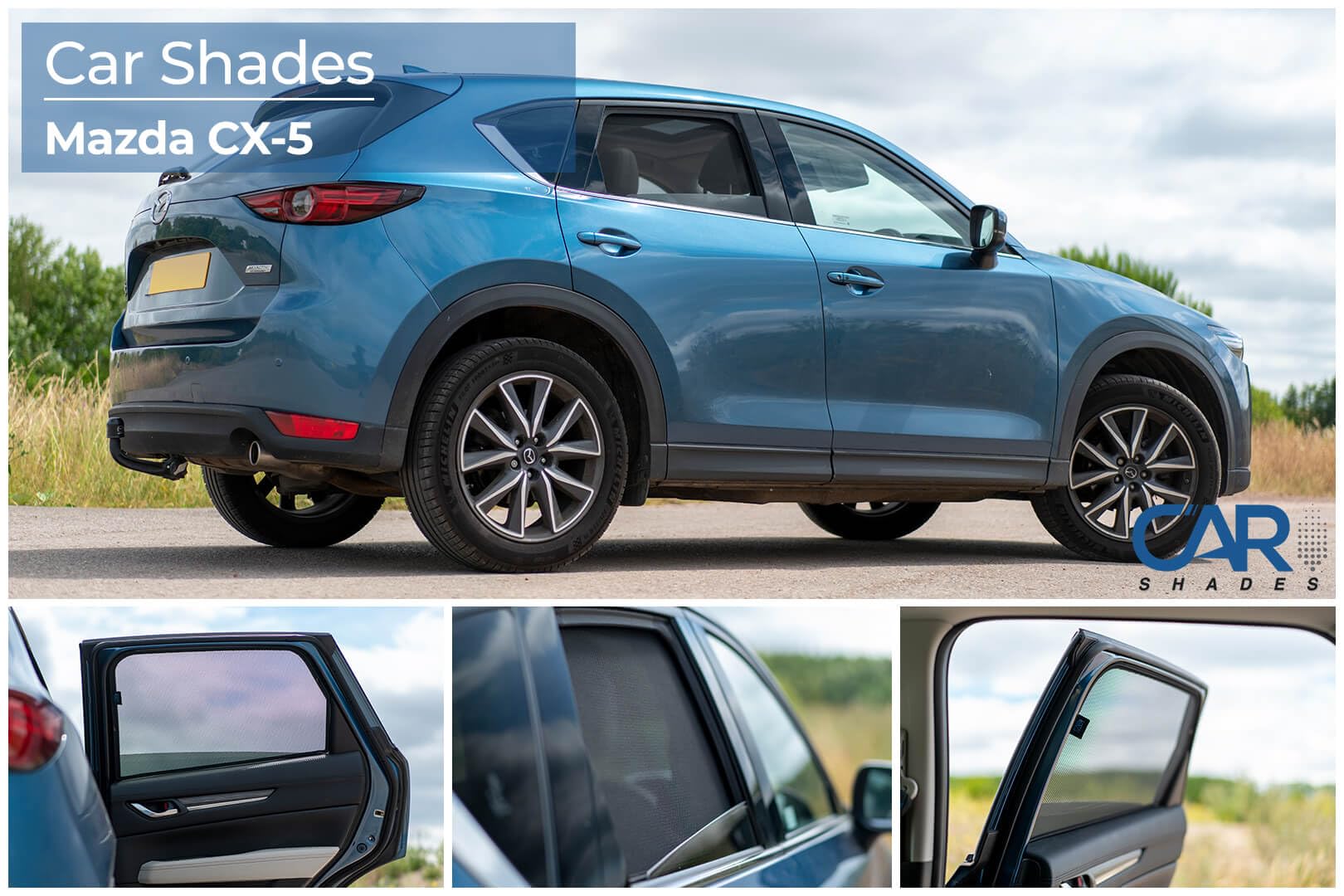 Satz Car Shades (Hintertüren) kompatibel mit Mazda CX5 2017- (2-teilig) Passgenaue Sonnenschutzblenden