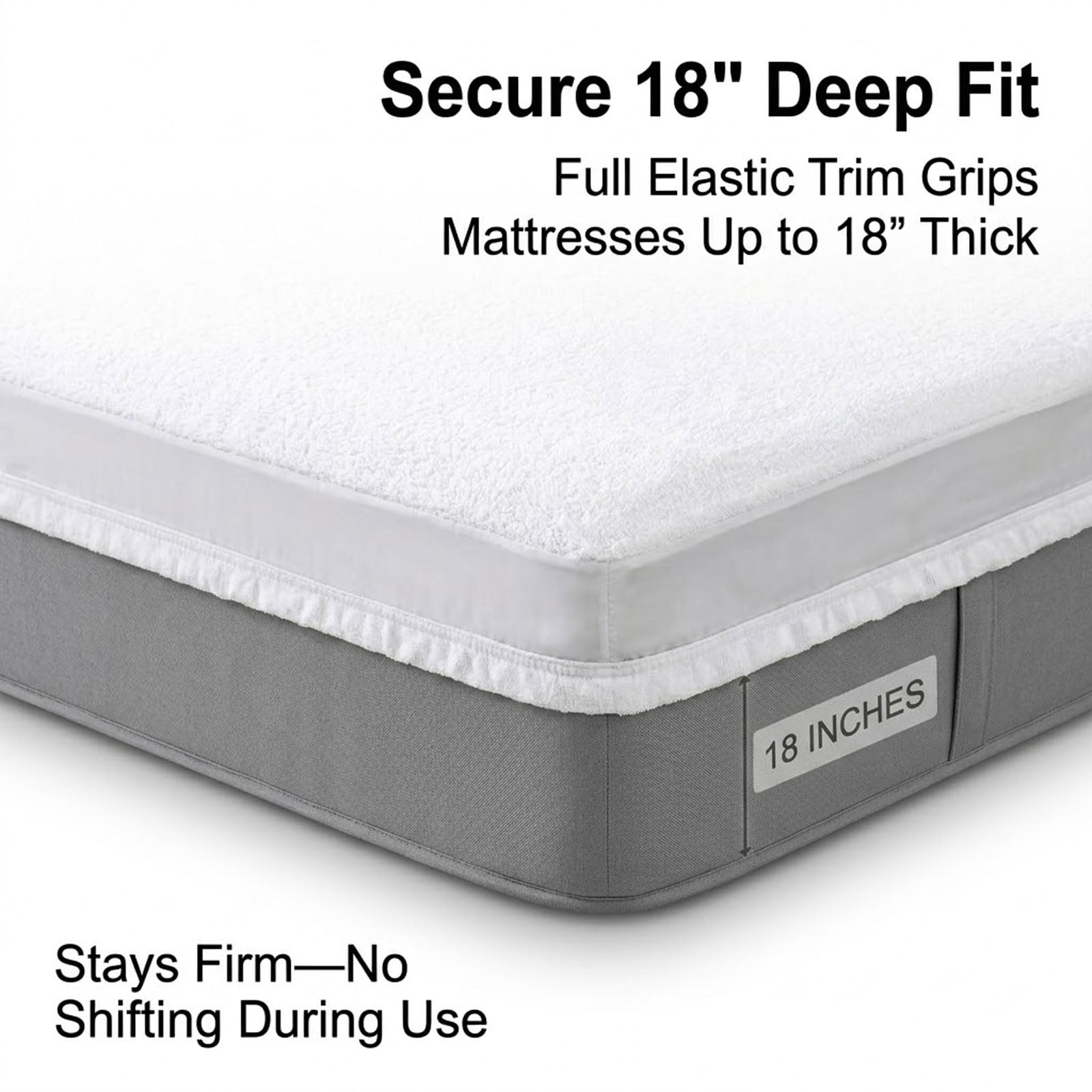 Protector De Colchón Impermeable Superficie De Rizo De Algodón Silenciosa Funda Transpirable con Bolsillo Profundo For Protección De Cama(76 * 80 * 18in)