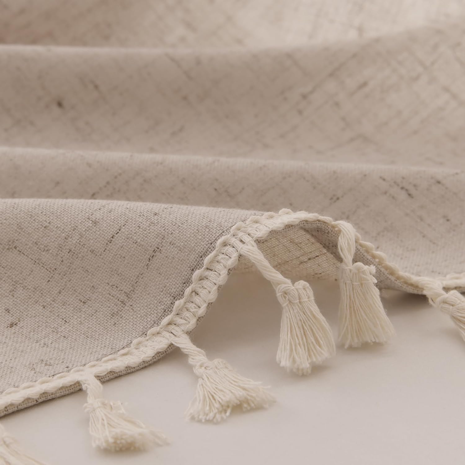 Apricot Boho Curtains 72 Inches Long 2 Panels for Bedroom Linen Blend Textured Semi Sheer Light Filtering Pivacy Window Curtain Back Tab Rustic Farmhouse Bohemian Drapes for Living Room 38x72