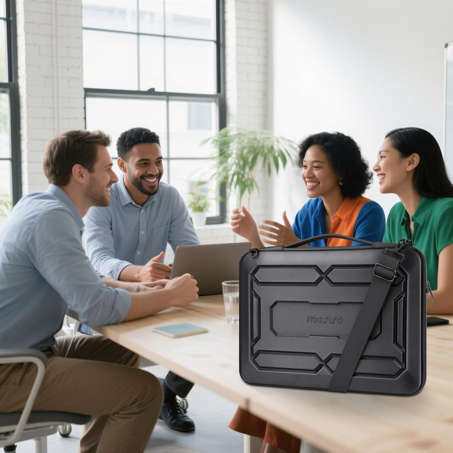 MOSISO 15.6 inch Hard Shell Laptop Sleeve Shoulder Bag, Waterproof Shockproof Protective EVA Computer Bag Carrying Case Compatible with MacBook Pro 16, 15-16 inch Lenovo, HP, Dell, Notebook, Black - Image 3