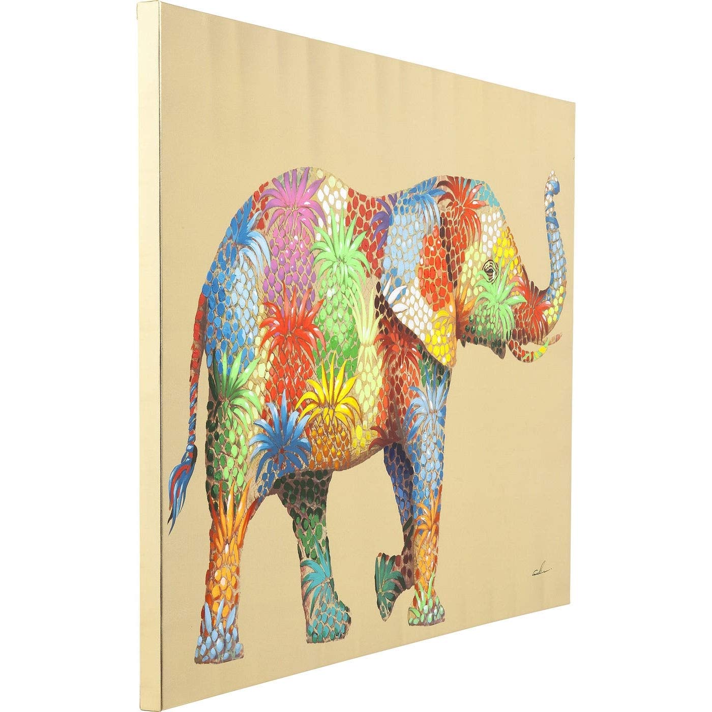 Amazon.co.jp: KARE カレ 正規品 絵画 フラワー エレファント タッチド 