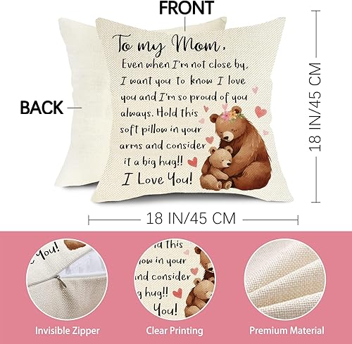 Miniatura 2 de Funda de almohada decorativa para el día de la madre, Navidad, cumpleaños para mamá, mujeres, damas, regalos de hija, hijo, 18 x 18 pulgadas, para