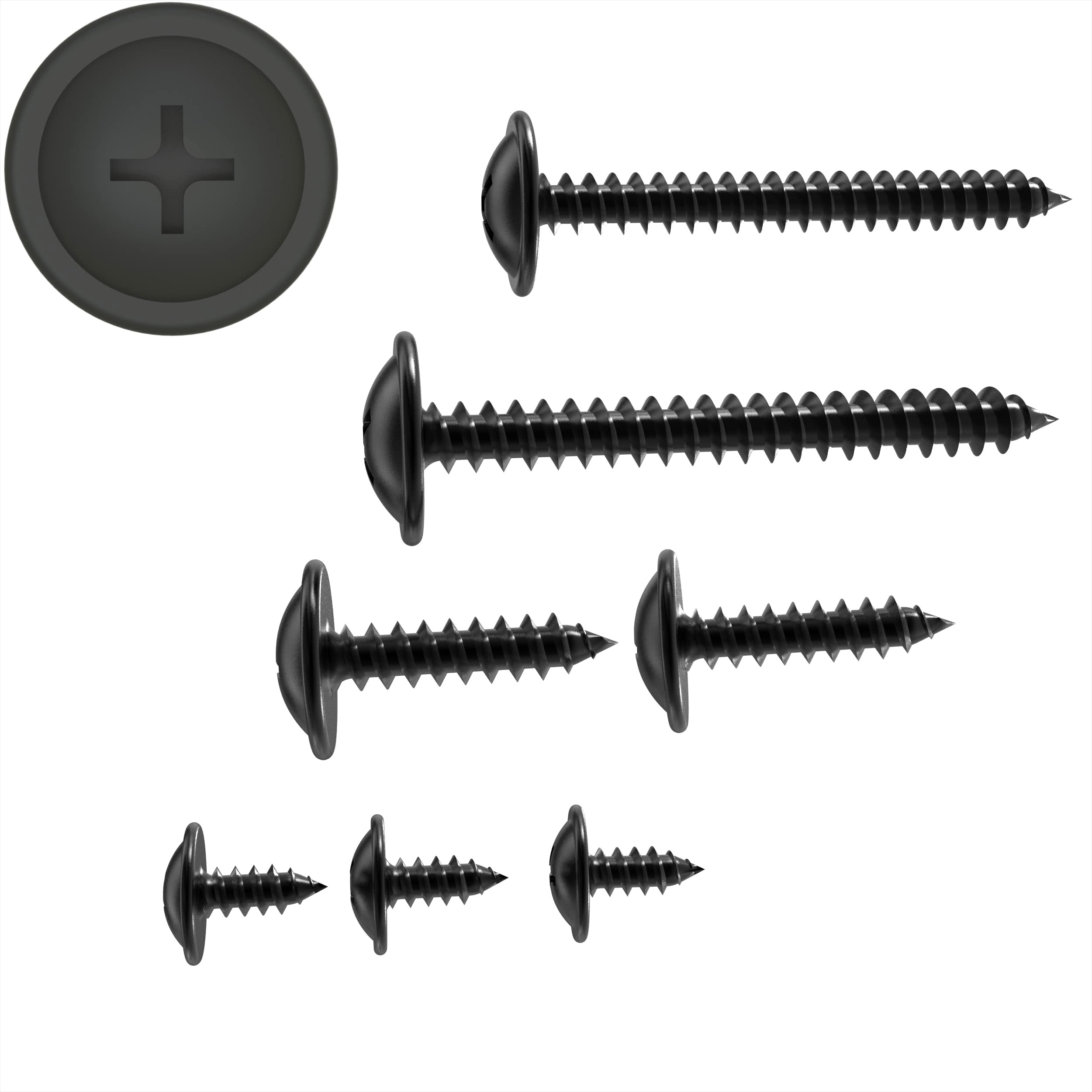100 AUPROTEC Flanged Self-Tapping Screws 4.8 x 16 mm Phillips Pan Head Black Galvanised - 4,8 x 16 mm 100 pcs - Image 3