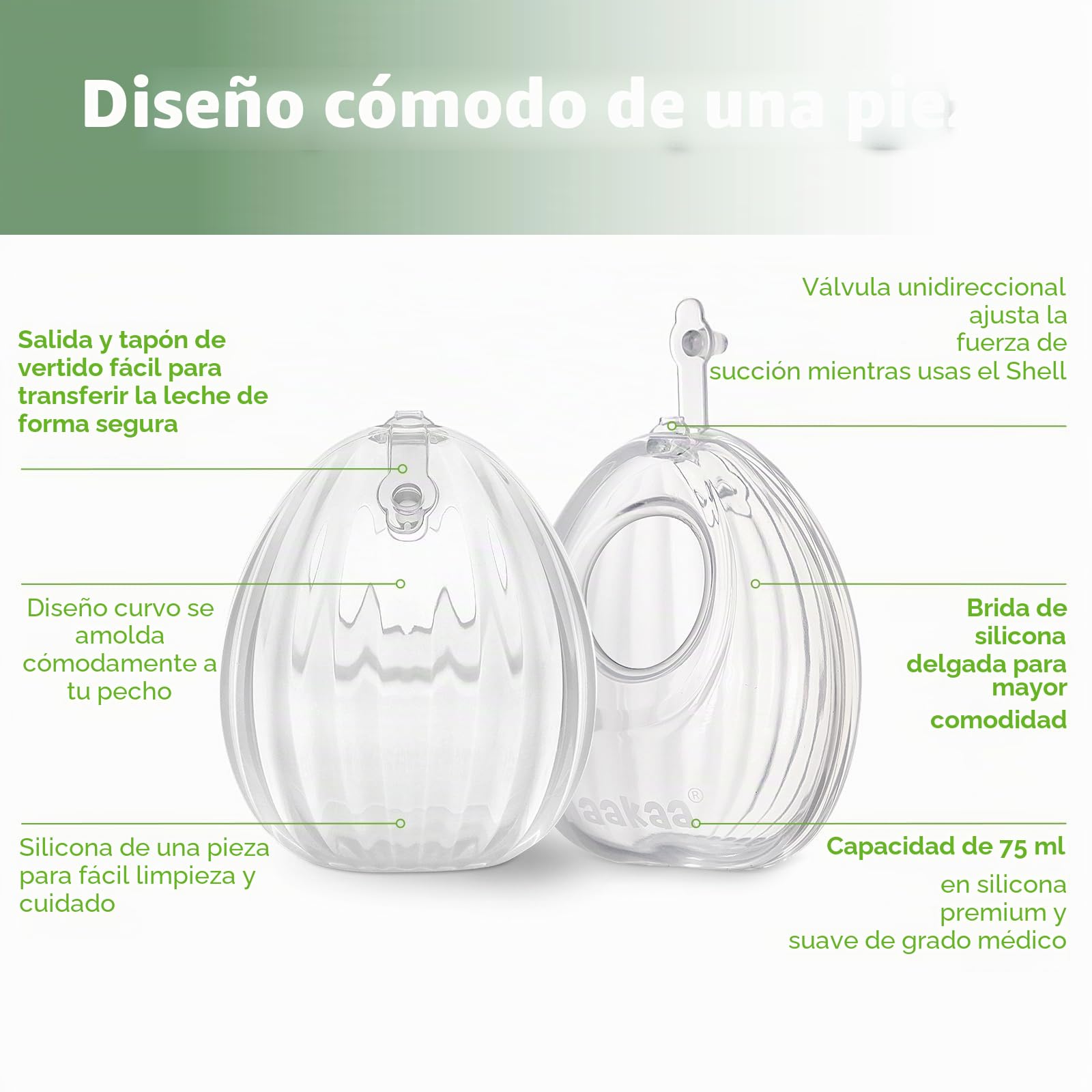 haakaa Extractor de leche materna de silicona portátil con bolsa esterilizadora, 2 en 1 manos libres pasivo para mamá lactante, artículos esenciales de lactancia, paquete de 2 bombas de 75 ml y 1