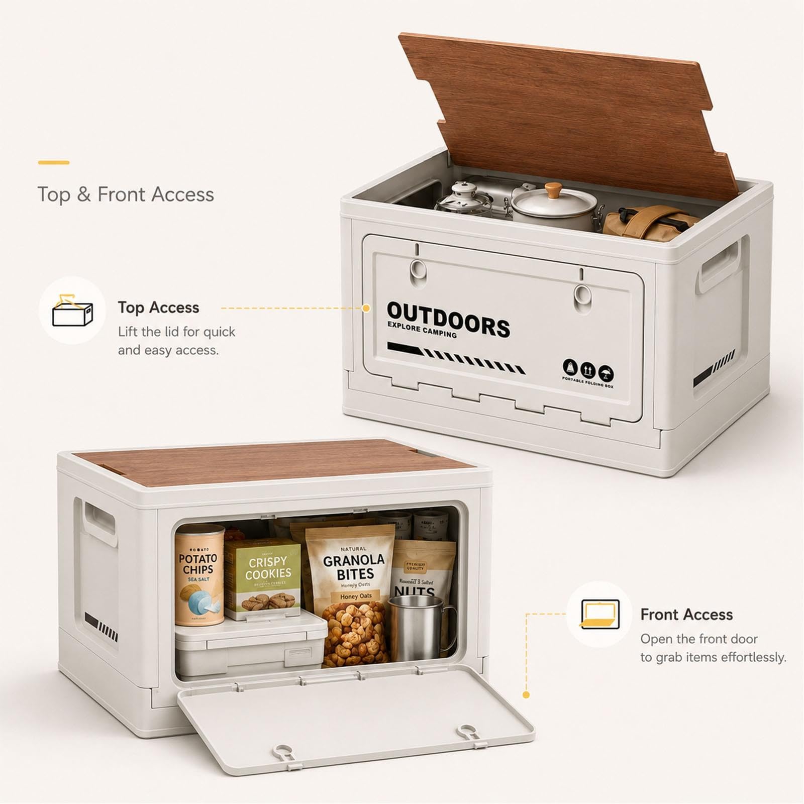 Smart Foldable Storage with Front Access & Tabletop Convenience