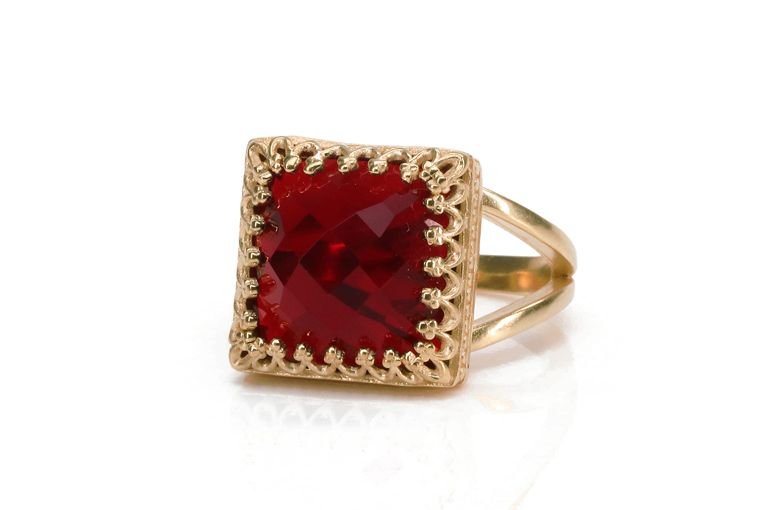 Roter Granat Geburtsstein Ring - Charmanter Roter Edelstein Rose Gold Versprechungsring, Hochzeitsring, Verlobungsring, Alltäglicher Zierlicher Ring - Handgemachter Modeschmuck Ringe für Damen