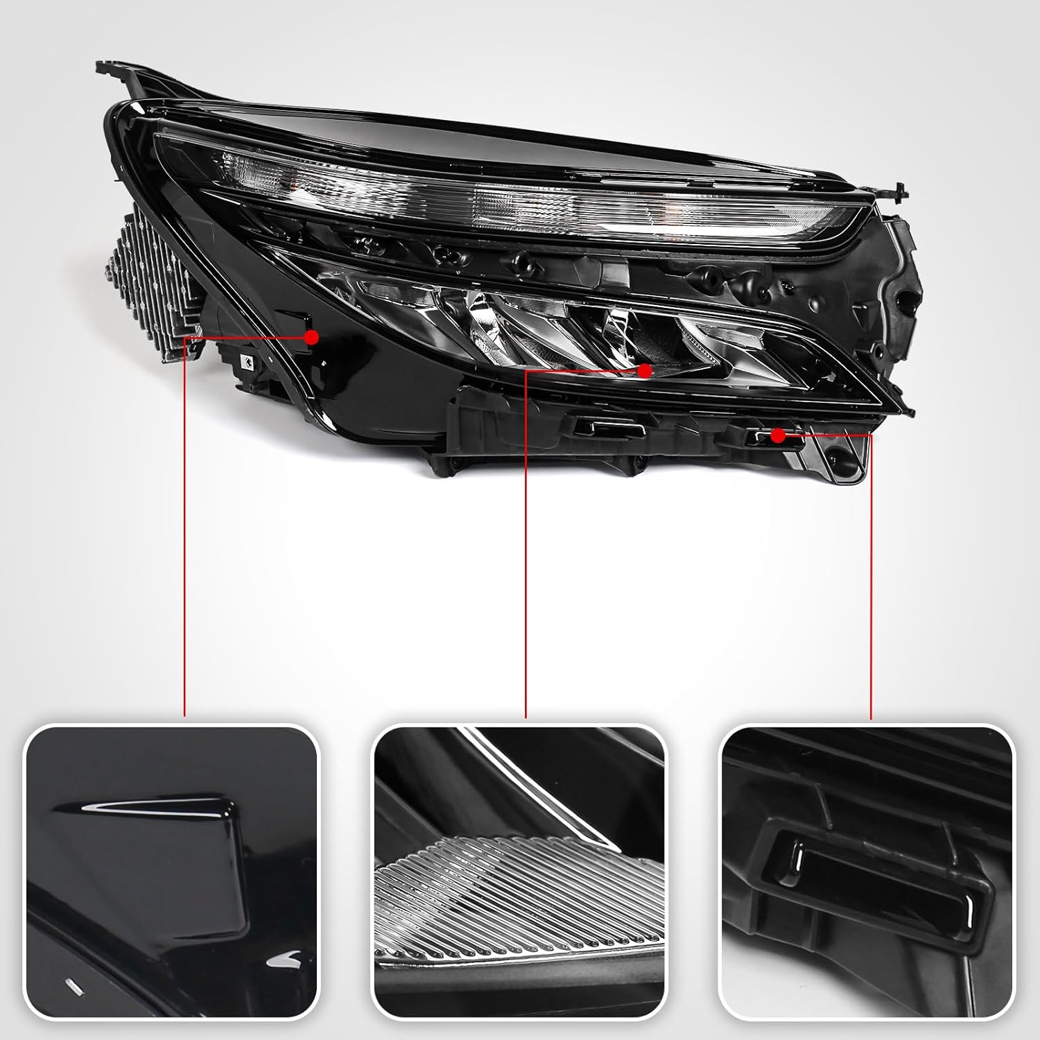 Huray LED Headlight Assembly Fit for Chevy Equinox LS 2022 2023 2024 RH OE Factory w/Halogen Turn Signal Headlamp Replacement for 85538061 GM2503531 Right Passenger Side