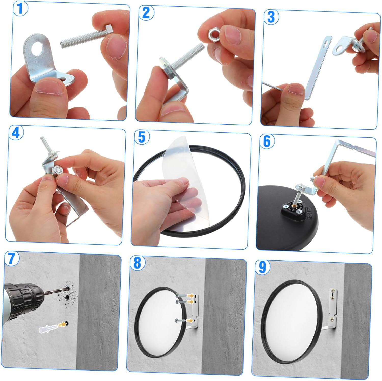 Anti-theft Mirror 16cm Wide Angle Safety Mirror for Office Garage Corner Narrow Roads