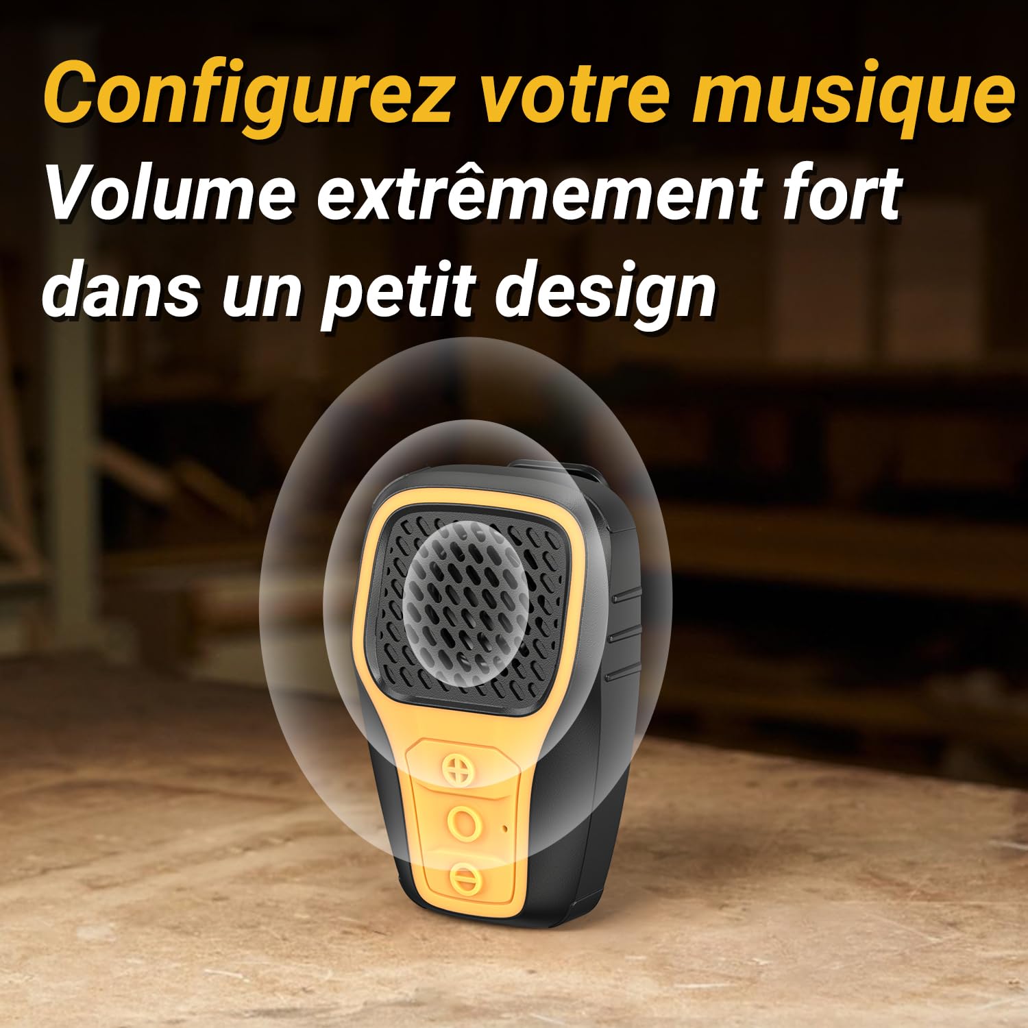Inwa Enceinte Bluetooth Portable, Mini Haut Parleur Clip, IP67, Micro Intégré pour Musique/Appels Mains Libres, Petite Enceinte pour Travail/Maison/Extérieur/Velo (Jaune)