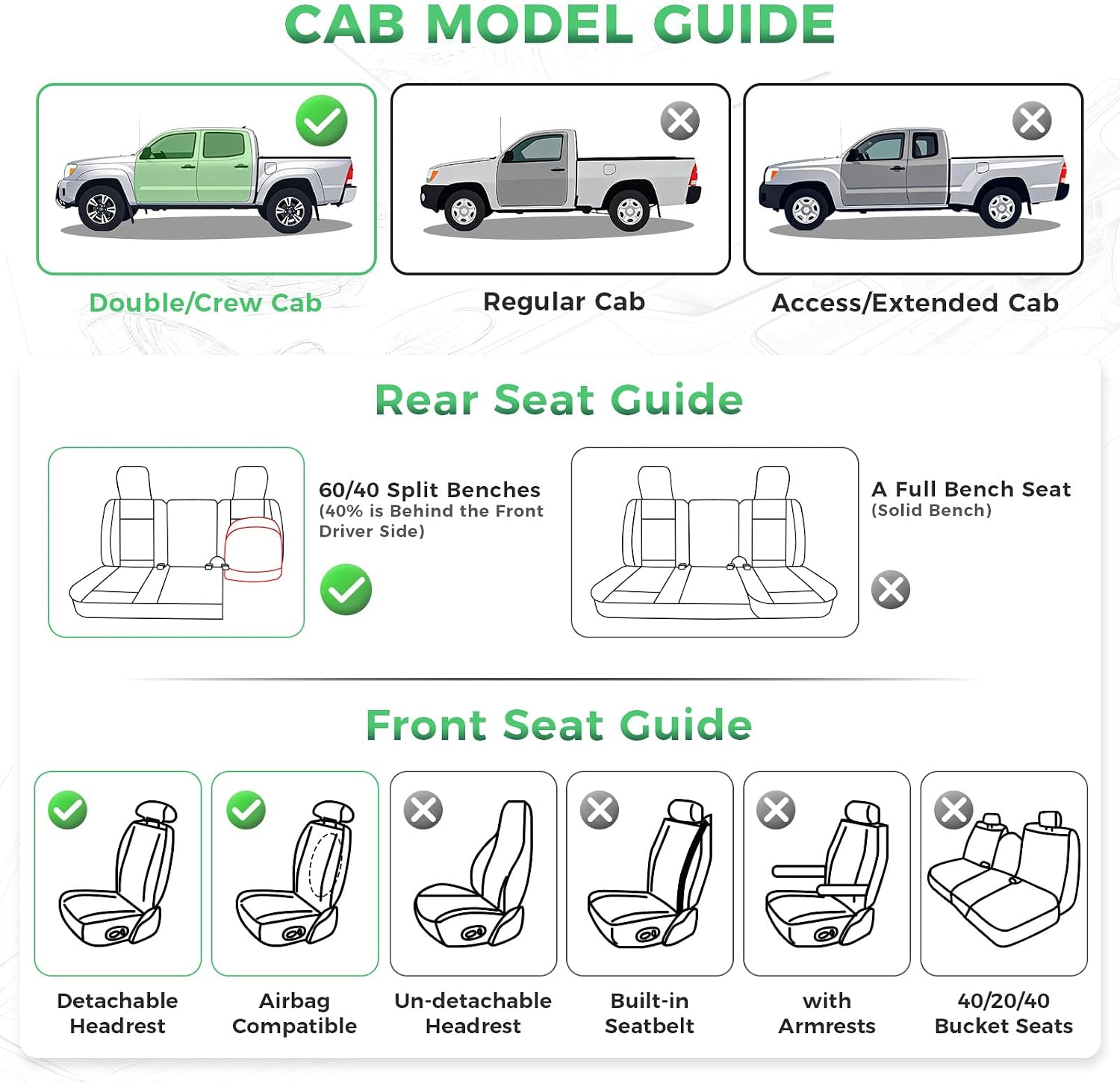  Custom Leather Seat Covers for Toyota Tacoma Double Cab 2024-2026 thumbnail