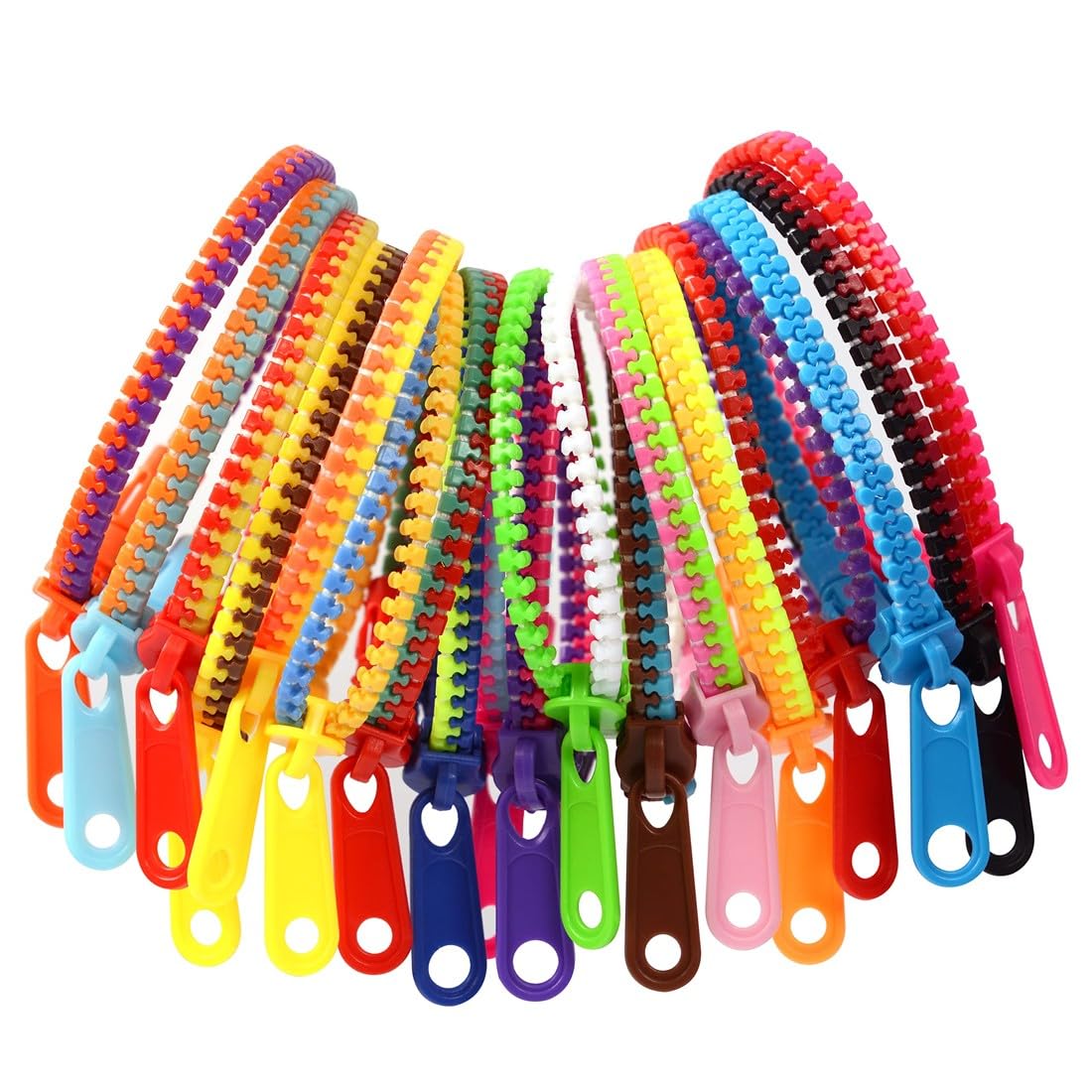 USTNIR 30 Pack Zipper Bracelets, Fidget Sensory Toys, Unisex Kids' Fashion Jewelry, Vibrant Colors