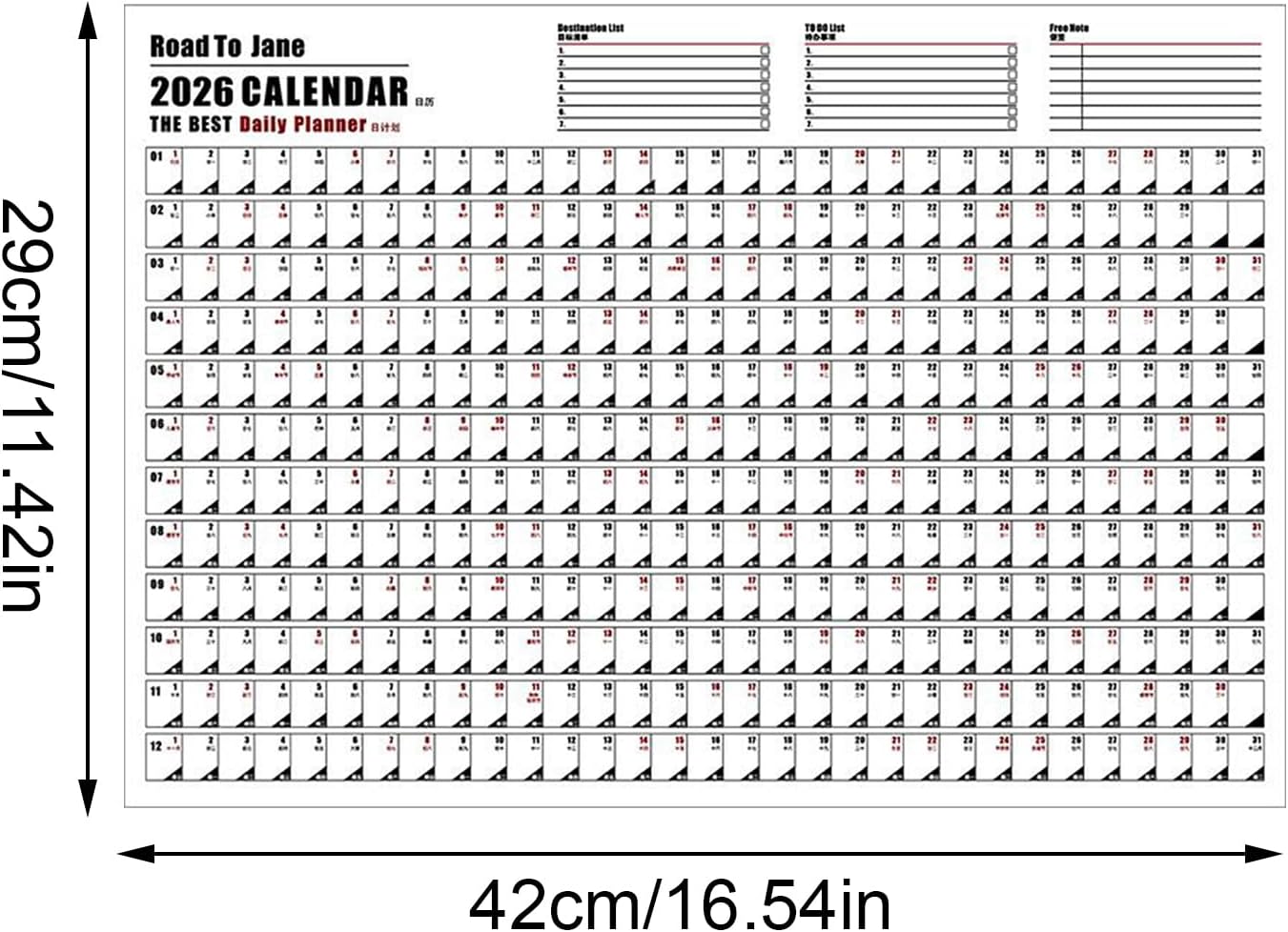 2026 Wall Calendar Large Planner with Stickers Notes image 2