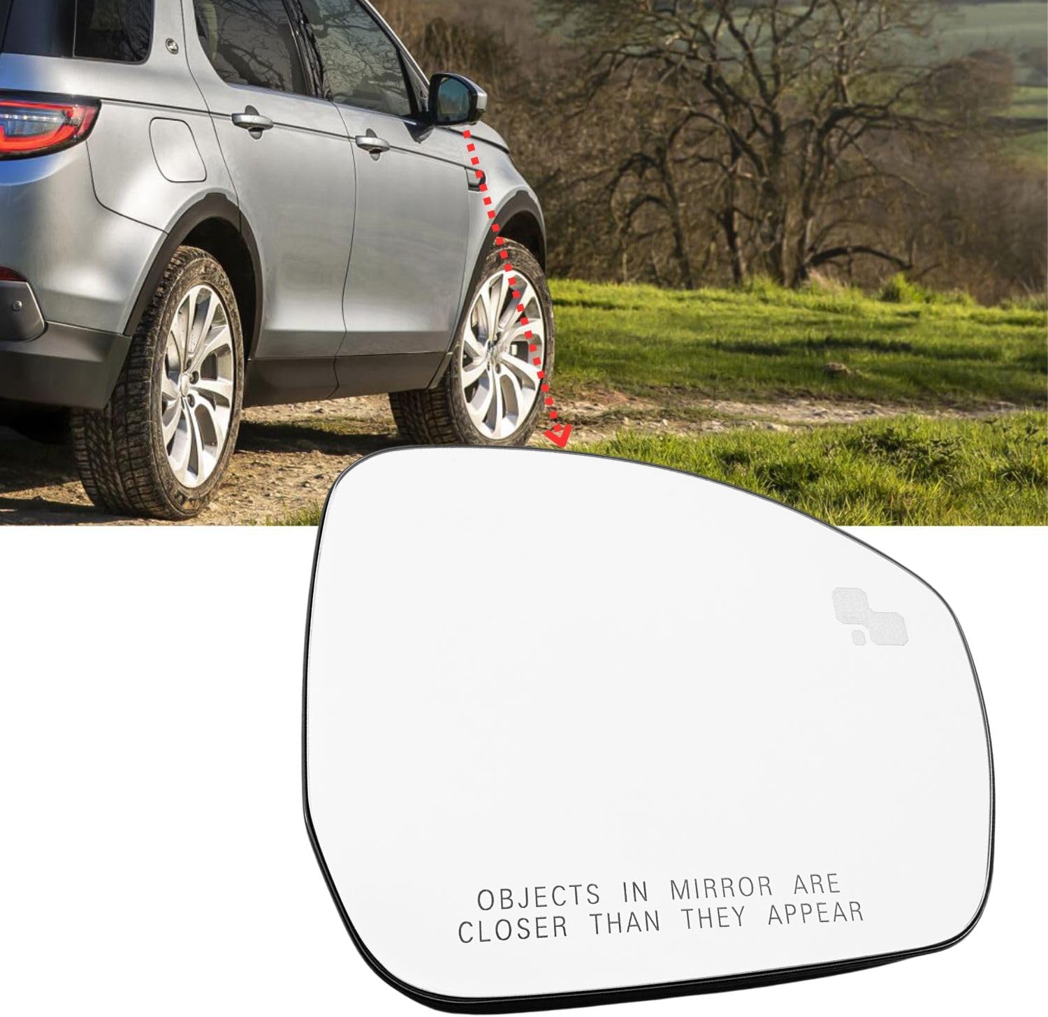 Passenger Right Side Mirror Glass Heated w/Blind Spot Without Auto Dimming Compatible with Land Rover Discovery 2017-2022 for Range Rover 2013-2022 for Range Rover Sport 2014-2022