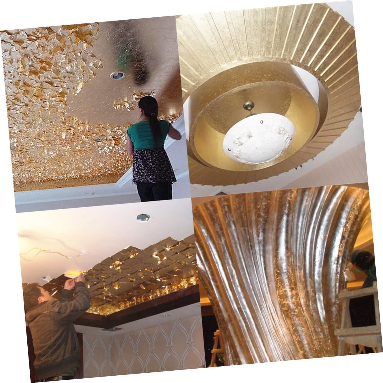 Tofficu 100pcs Gilding Foil Imitation Stickers Metal Material Square Shape Non-Edible for Crafts Decorations