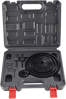 YaeCCC 19 Pcs Hole Saw Kit 3/4''(19mm)- 6''(152mm) Full Set in Case with Mandrels, Hex Key and Install Plate for Soft Wood, PVC Board and Plastic Plate Drilling