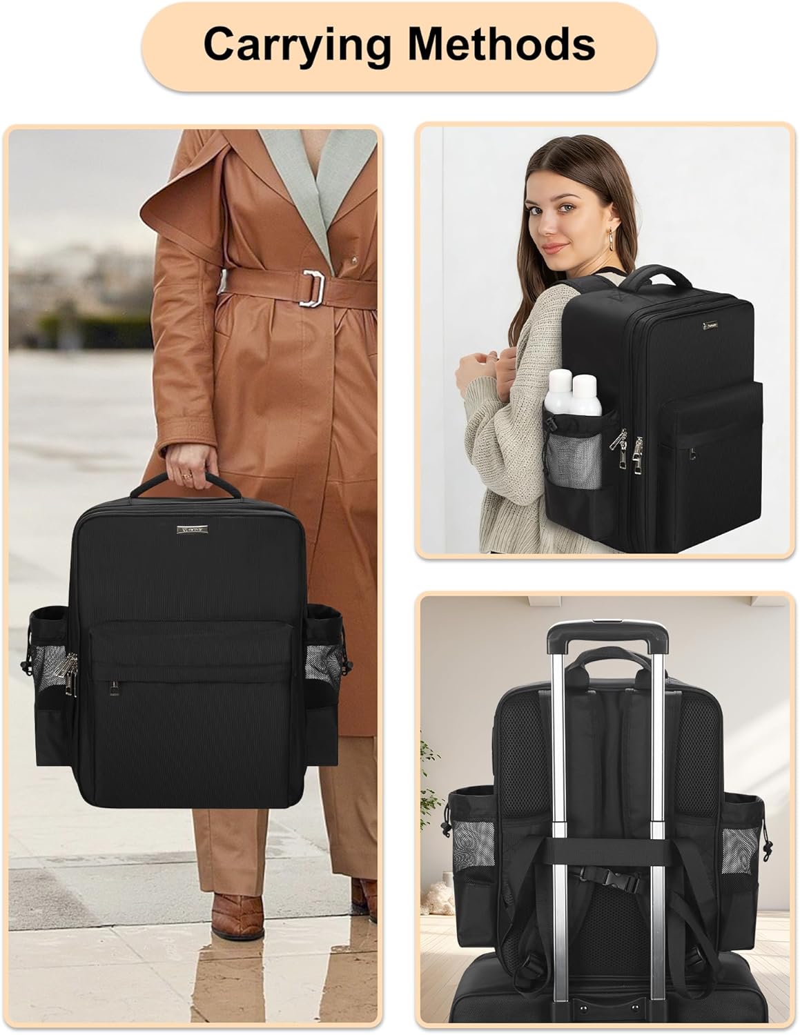 Relavel Makeup Backpack, Extra Large Makeup Bag with 5 Removable Pouches, Professional Makeup Artist Kit Travel Train Case Cosmetic Organizer Box for Nail Polish, Hair Tools, Barber Supplies, Black