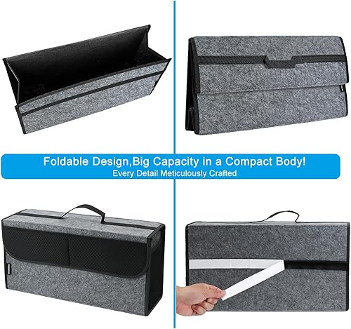 Miniatura 6 de Organizador de maletero de automóvil, organizador de bolsa de coche de fieltro suave de 20 x 6.11 x 10 pulgadas, plegable, para Honda CRVpara