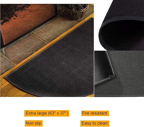 Miniatura 6 de Alfombra extra grande de 63 x 37 pulgadas para chimenea ignífuga, alfombra de fibra de vidrio ignífuga, resistente al fuego, almohadilla de