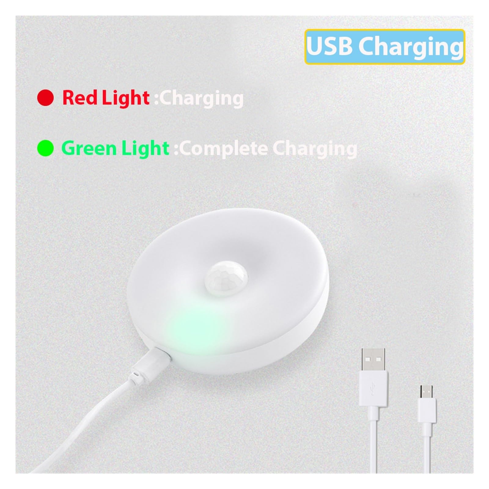 Led Okrągły Czujnik Światła Nocnego Lampki Nocne USB Ładowanie LED Szafka Kinkiet Do Szafy Oświetlenia Szafki W Korytarzu Domu Czujnik Ruchu(Warm white,3 Pcs)