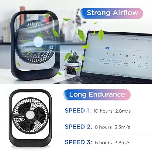 Miniatura 3 de GOODAT Ventilador de escritorio portátil de 135 pulgadas con linterna LED ventilador de batería recargable plegable ventilador personal ultra
