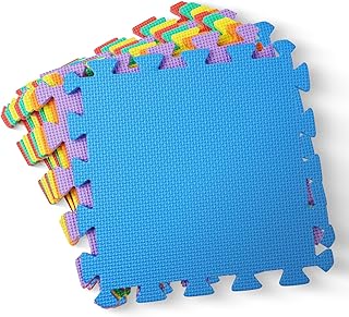 kidoola Foam Baby Play Mat (29x29cm) – Thick & Soft EVA Foam Interlocking Floor Tile Matting for Children – Large Multi Colour, Safe & Comfortable 7mm Thick Play Flooring (18pc)