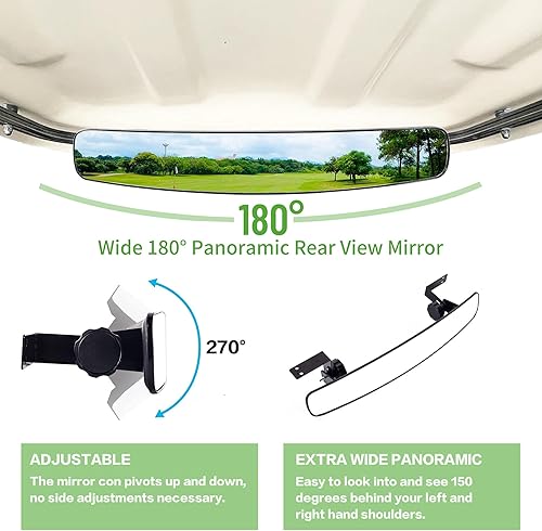 Miniatura 3 de 10L0L Kit de espejo lateral plegable para carrito de golf y espejo retrovisor panorámico para Yamaha, EZGO, Club Car