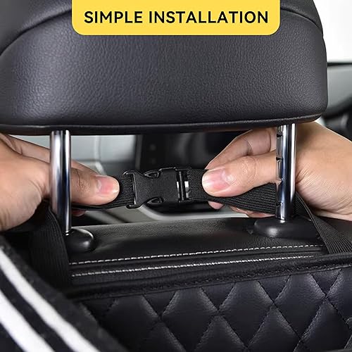 Miniatura 4 de Organizador de respaldo de asiento de automóvil, de piel sintética, bolsillo de almacenamiento para colgar del asiento trasero del vehículo,