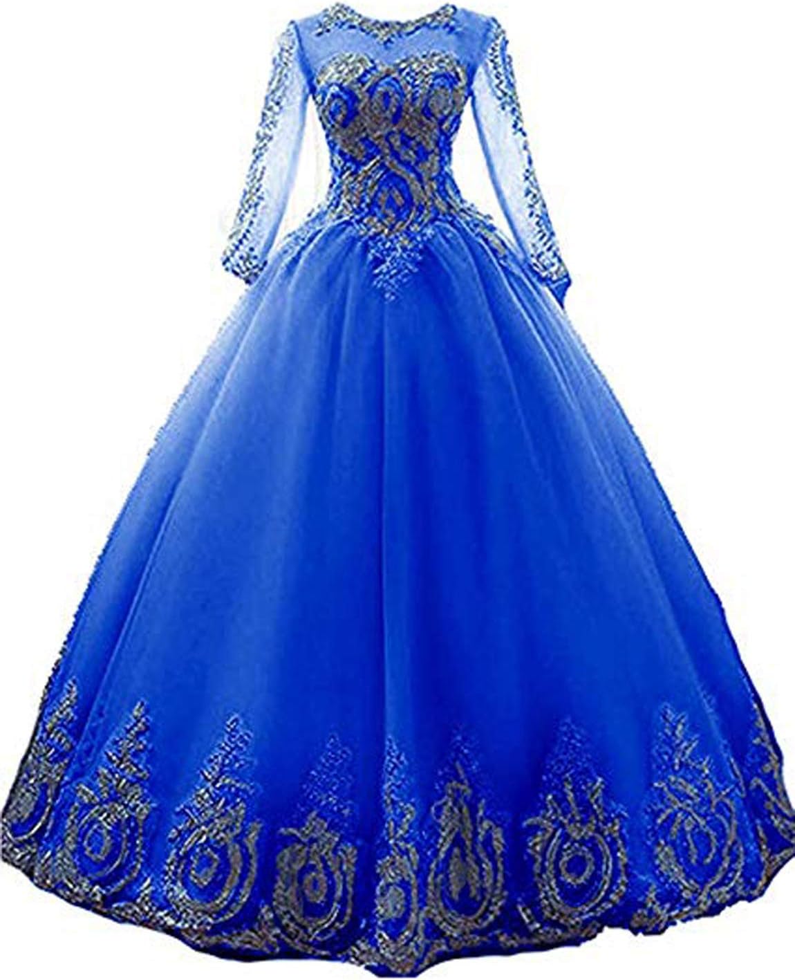 Off Shoulder Gold Lace Appliques Prom Dress 2018 Long Tulle Ball