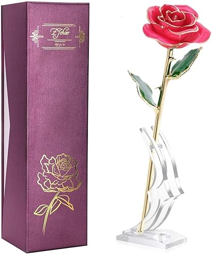 ZJchao - Soporte de exhibición de rosa de tallo largo de 24 quilates