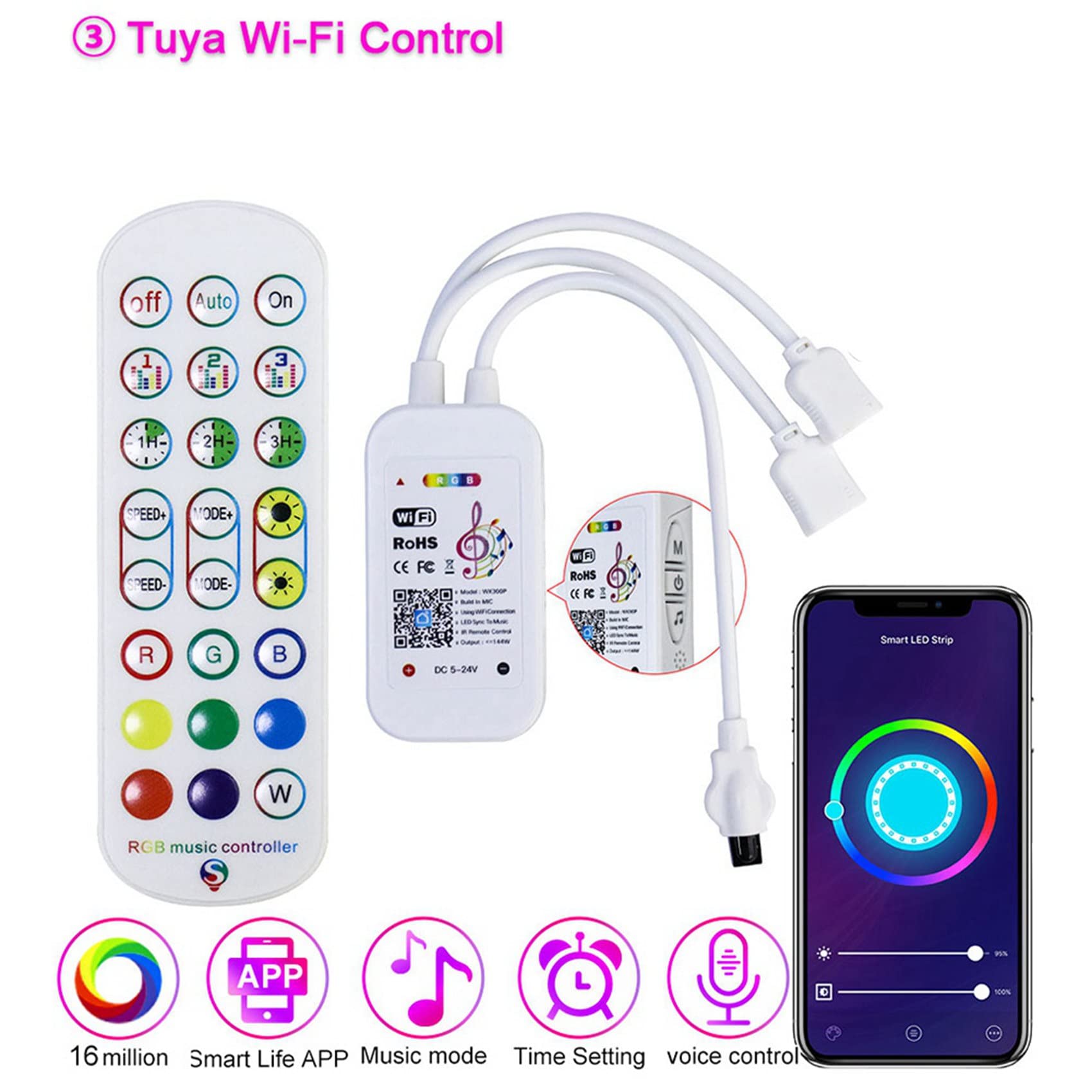 tuya wifi rgb controller with rf remote | Neon Flex LED Sign