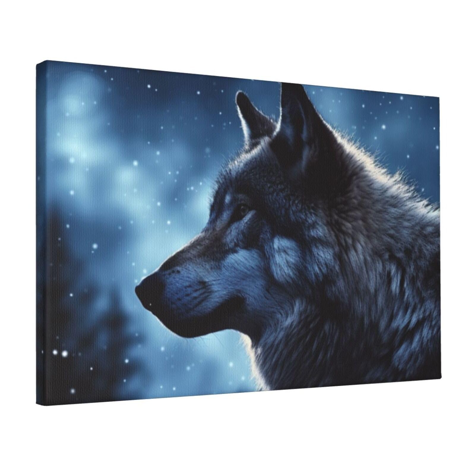 Canvas Wall Art for Living Room Wall Decor 12"x18" Modern Artwork Painting Pictures Hanging Canvas Prints lonely wolf Aesthetic Wall Art for Bedroom Bathroom Office Wallart Decor