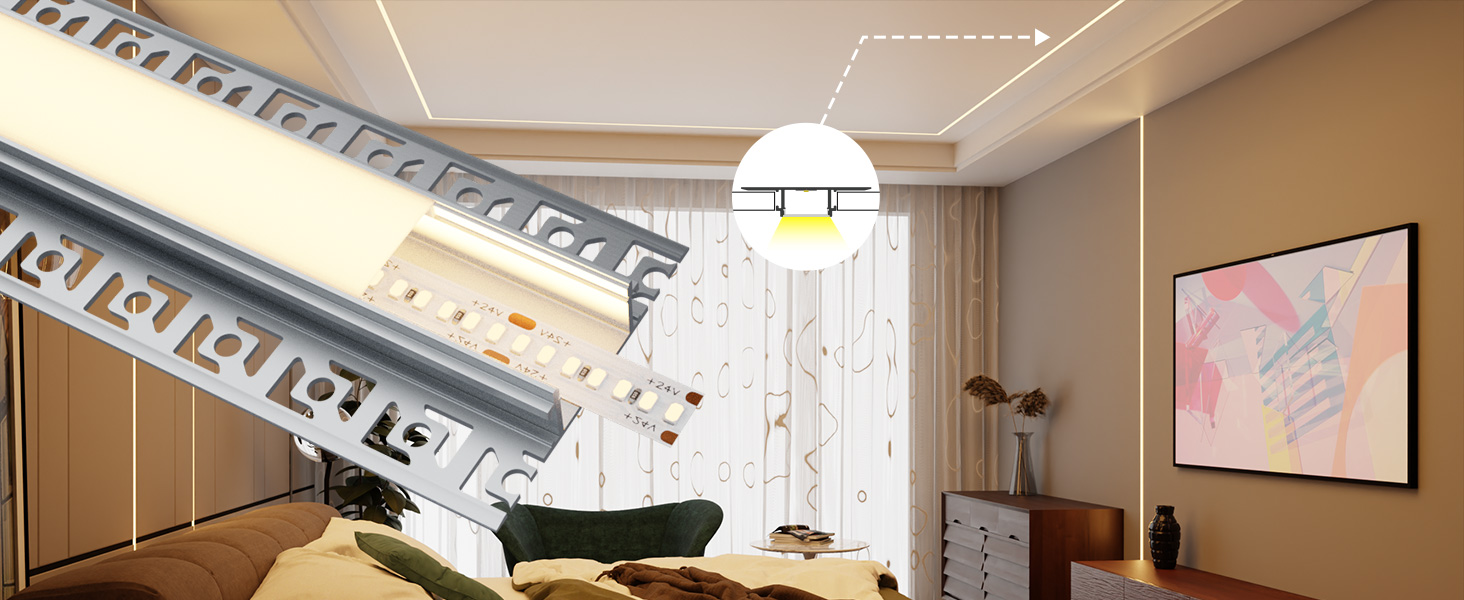 HOOLED Profilé Alu Pour Ruban LED 2 M X 18 Pièces, Avec