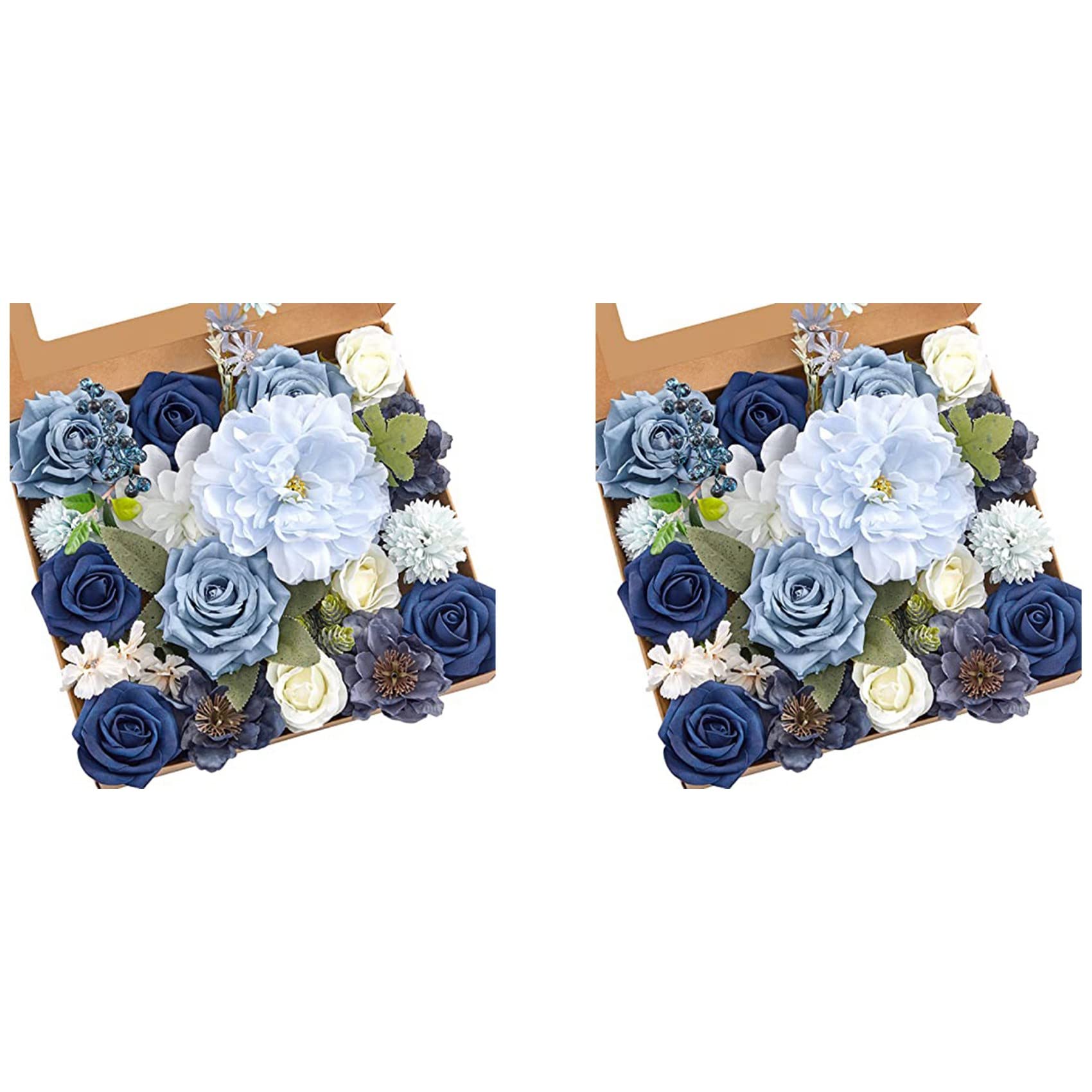 Hndhbfgrt 2X Fake Blue Peony Flowers Combo for DIY Wedding Bridal Bouquets Centerpieces Home Decorations