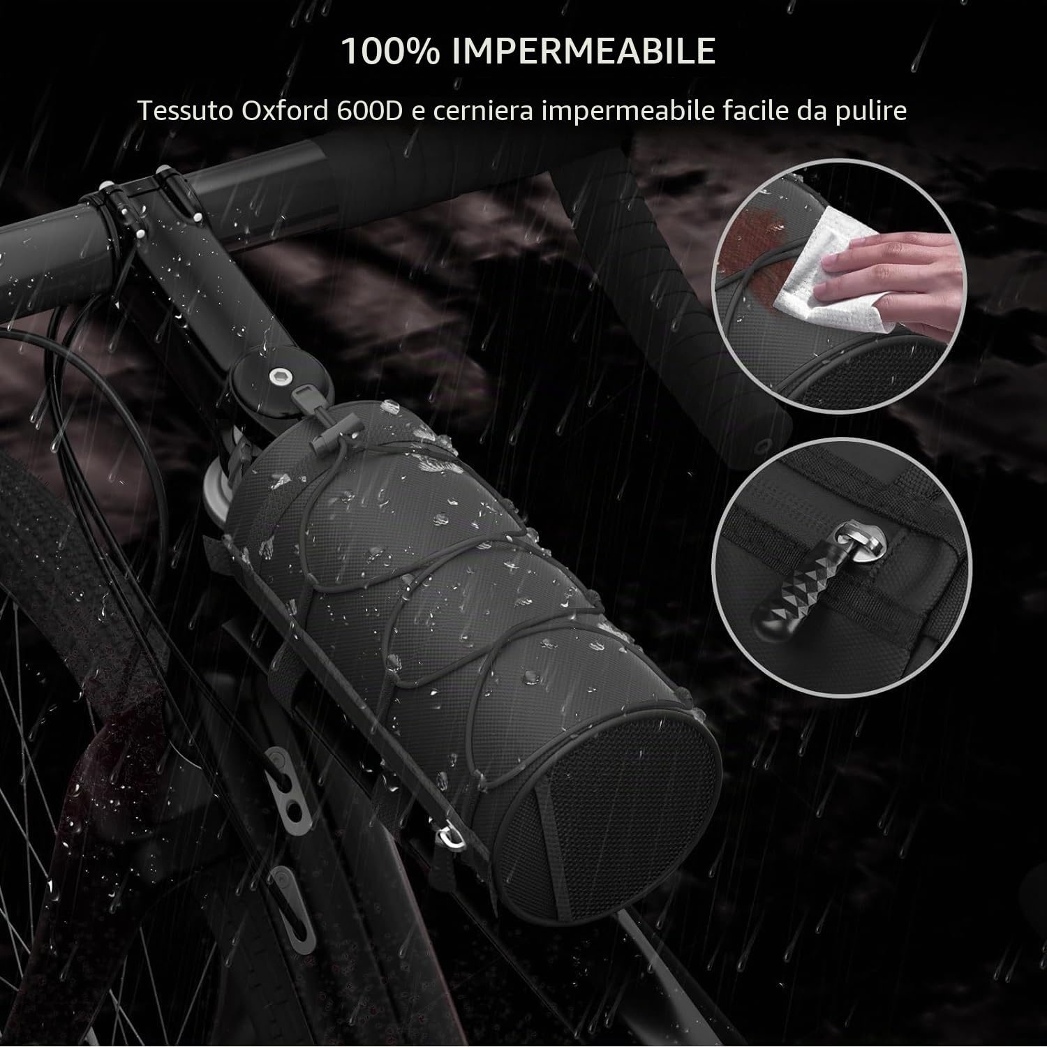 Borsa da Manubrio Anteriore per Bicicletta, Impermeabile, 2.5L Borsa per Telaio Della Bici da Strada con Tracolla Removibile, per MTB