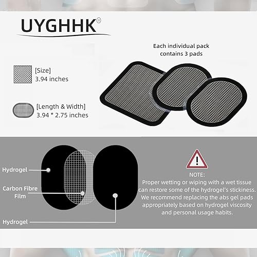 Miniatura 3 de Almohadillas de gel para todos los cinturones abdominales, hoja de gel de repuesto para sistema de tonificación abdominal, 18 almohadillas de gel de