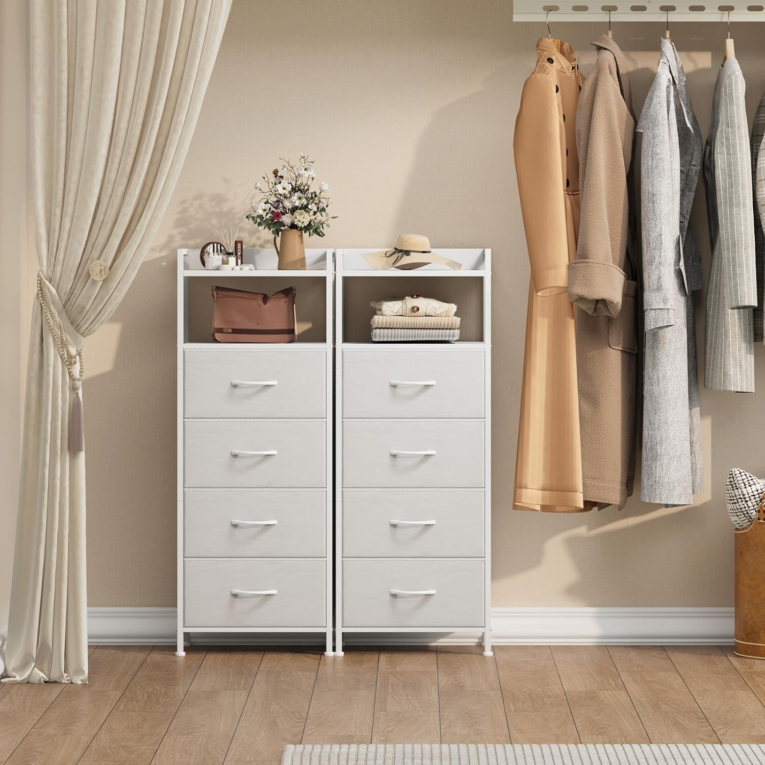 Tall Drer for Bedroom, 5 Ders Nightstand Vertical Stora