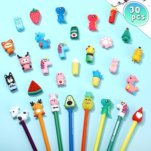 Miniatura 2 de Marspark 30 Pieces Pencil Toppers Animal Pencil Toppers Bulk Dinosaur Christmas Tree Pen Top Charms Decorations Clips for Games Prizes Xmas Party