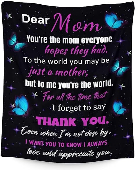 Mom Throw Blanket - Soft, Fuzzy & Warm - 50x60 Inches to My Mom Blankets for Living Room, Decorative - Black Modern Throws Birthday Gifts from Daughter or Son