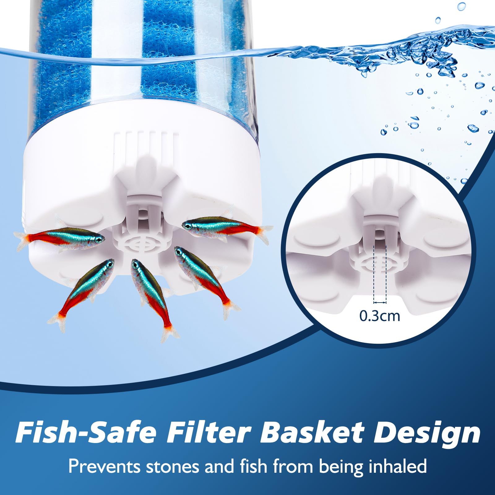 fishkeeper Mehrstufige Filtration Aquarium Innenfilter Pumpe, 4-in-1 Multifunktion Aquarium Filter with Einstellbarer Durchfluss, Sauerstoff & Wellen, mit reinigbaren Filtersponge & Fischschutzgitter