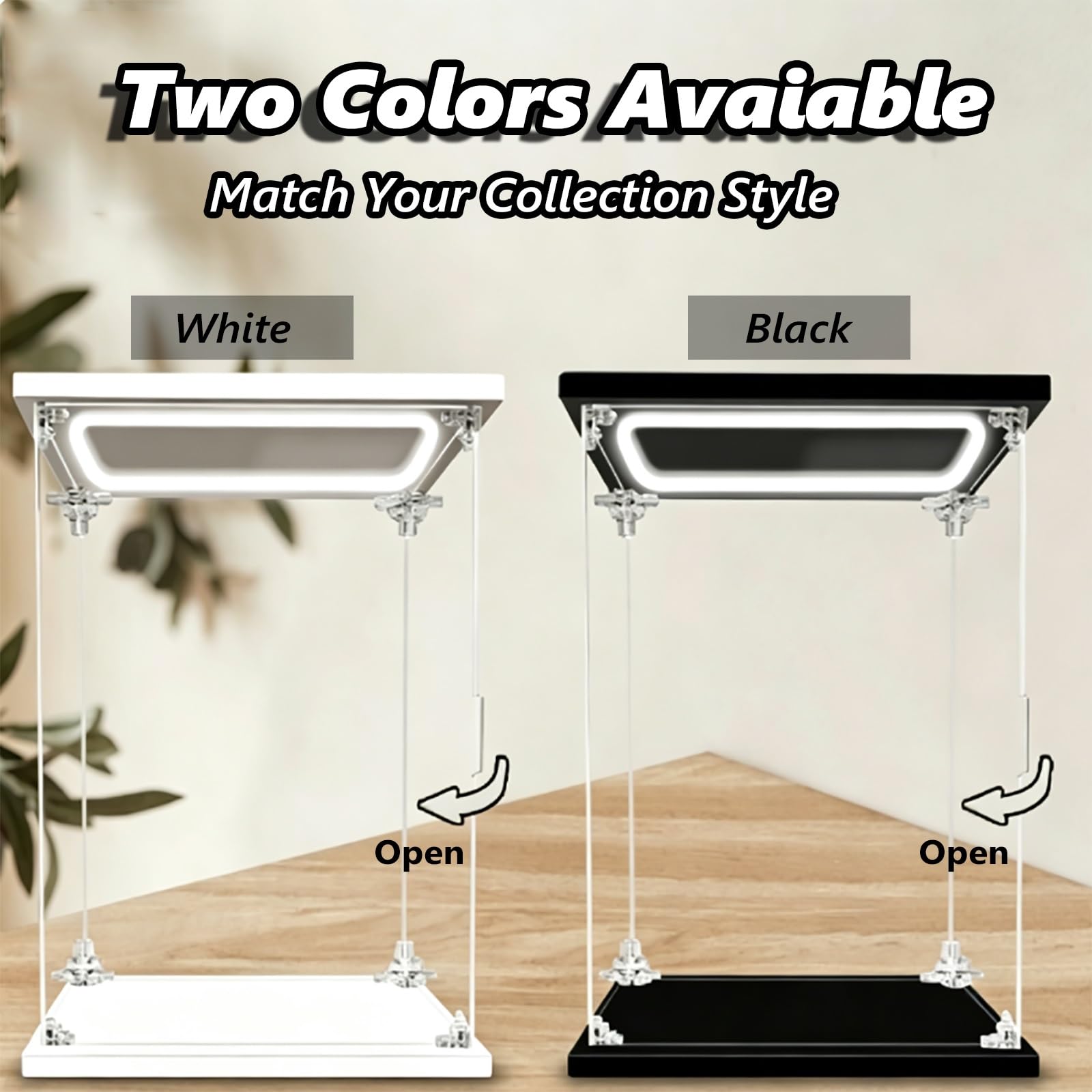 Vitrina acrílica con iluminación, Caja Transparente apilable
