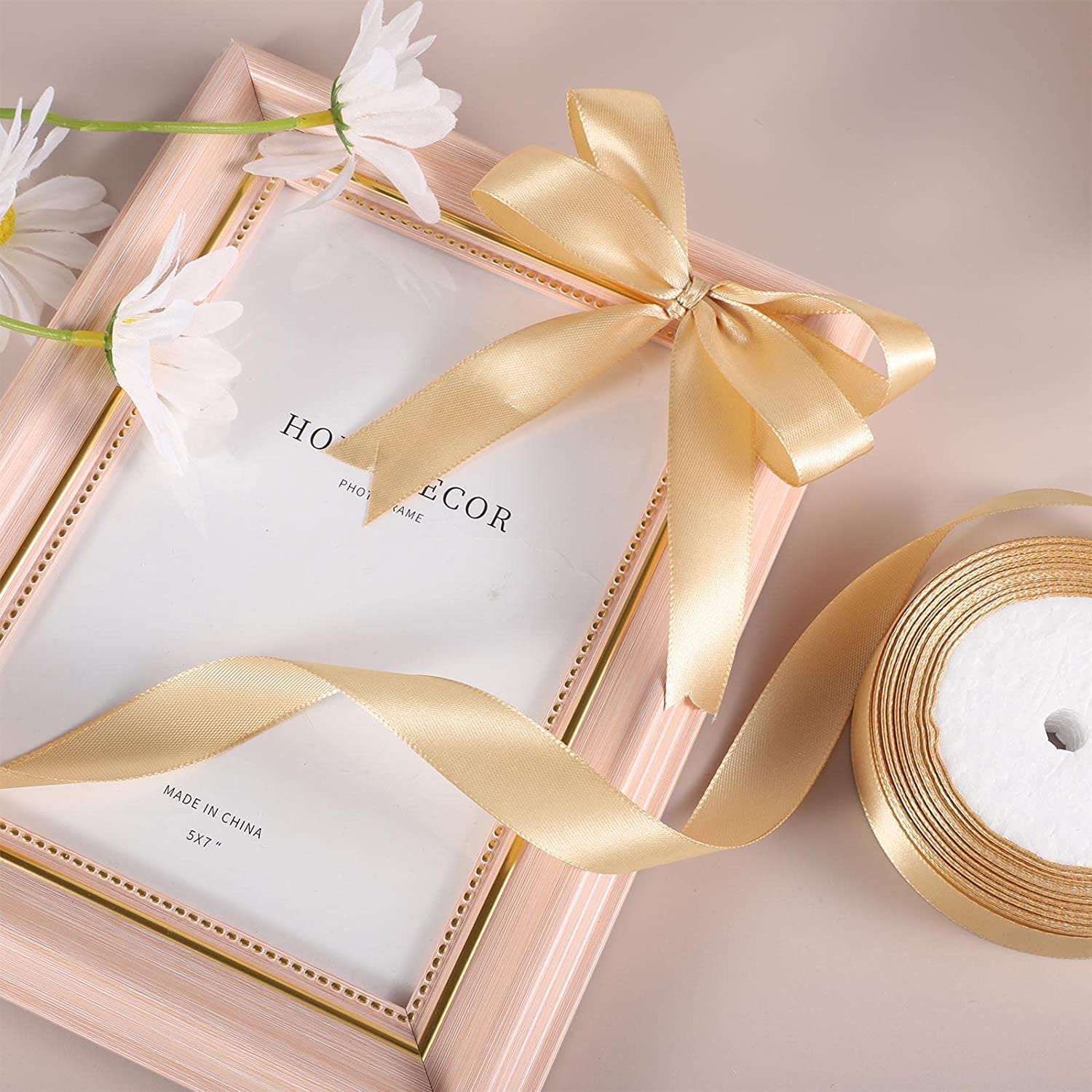 GUO-YING Nastro Di Raso Bianco,4Pcs 20 Mm×22 M, Decorazione per Regali, per Confezioni Regalo, Nozze, Feste Feste di Compleanno, Matrimoni Fai da te ( Bianco